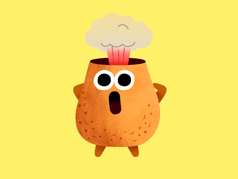 Mind-blowing Potato character food fun happy illustration loop potato sticker vintage