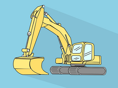 Digger 2d building construction digger digging illustration industrial industries industry vehicle vehicles working