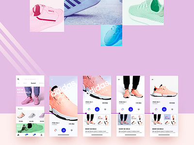 adidas color app concept app brand clean colorful interface minimal pastel shop sneakers uidesign