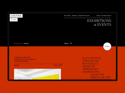 The Louvre art clean concept date design events exhibitions list minimal site typography ui web website