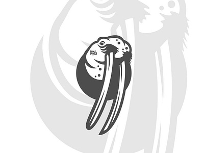 Walrus Logo Blackwhite Version animal arctic black white brand branding brandmark character design graphic graphicdesign icon identity illustration logo logogram mark ocean symbol vector walrus