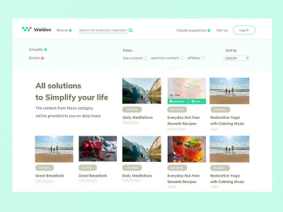 Browse Page at Walden ui design ux design ux ui web design