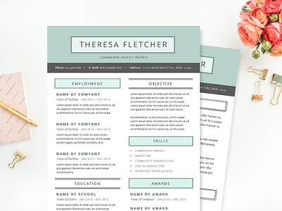 Chic Resume Template Package a4 clean resume creative resume curriculum vitae cv cv template design doc minimal minimal resume modern modern cv modern resume professional professional resume resume resume template template us letter word template