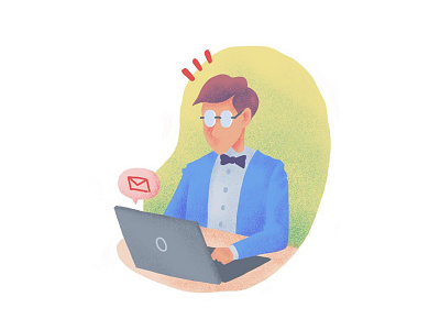 Receiving a quote request businessman illustration laptop notification