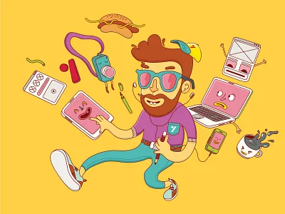 Designer Boy baseball cap designer graphic designer hotdog illustration sunglasses