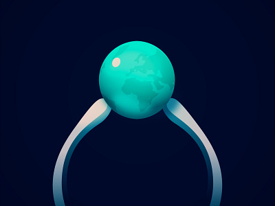 Day 9 - Precious 2d design earth globe illustration jewellery planet ring