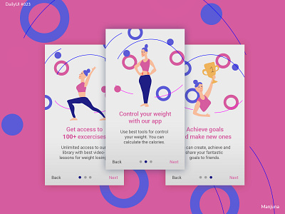 Daily UI #023 - onboarding daily ui daily ui 023 dailyui design diet drawing energy fitness flat illustration illustrator interface loss onboard onboarding screen onboarding ui vector web weight woman