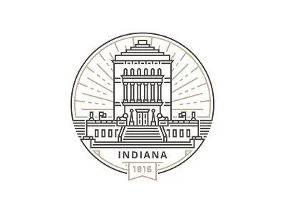 Indiana building design emblem indiana logo memorial sun usa