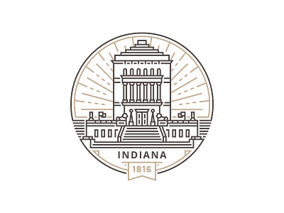 Indiana building design emblem indiana logo memorial sun usa