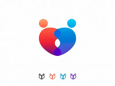 Inspira Proposal 02 bicolor blue brand branding color gradient hearth hug icon logo miniature orange red