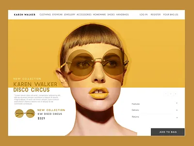 Karen Walker Landing UI - #DAILYUI003 bold design dailyui dailyui003 dailyui3 ecommerce ecommerce design ecommerce fashion ecommerce landingpage ecommerce web design fashion homepage fashion ui karen walker landingpage ui concept uidesign