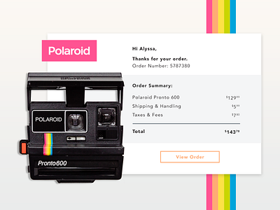 Daily UI #017 | Email Receipt branding camera challenge daily ui email receipt minimal polaroid retro ui ux web design