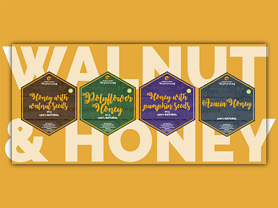 Honey & Walnut Labels ai branding concept design flat icon identity illustration label labeldesign marketing typography ui vector