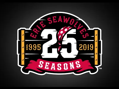 Erie SeaWolves 25 Seasons badge bandana baseball logo pirate sports studio simon