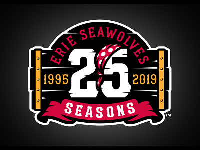 Erie SeaWolves 25 Seasons badge bandana baseball logo pirate sports studio simon