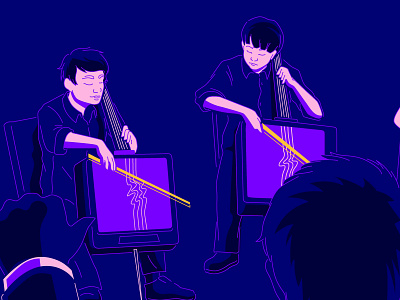 TV Directors cello composor dark director hamburg jazz music night retro surreal tv vector vintage violine