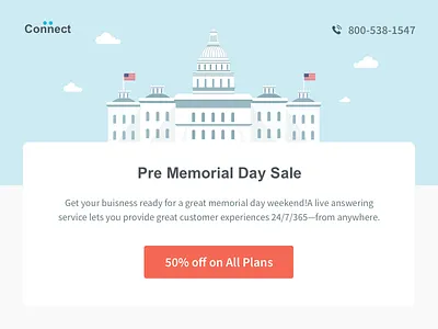 Email Template email banner email template flag illuatration memorial day offer sale offers sketch whitehouse