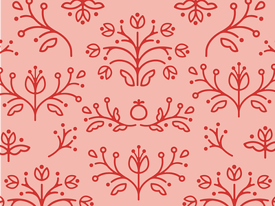 Filigree Pattern berries design filigree floral holiday illustration line modern pattern pink red