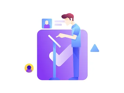 Checking In design gradient illustration ipad logo people