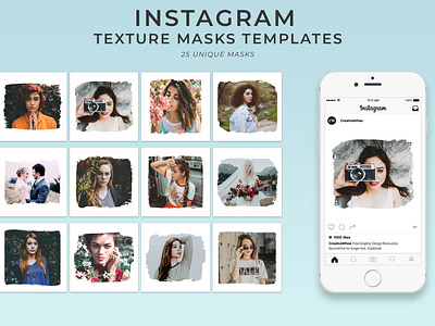 25 Free Textured Instagram Mask PSD Templates abstract blog blogger collection forms geometry graphic instagram kit mask masks media pack photo photography pr promo social media templates textured