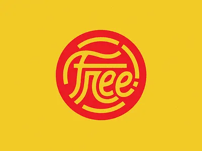 "Free" lettering seal free lettering retro seal sticker