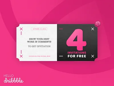 4 Invitations for FREE design dribbble invitations
