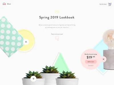 Doux Spring 2019 Lookbook Landing Screen branding design sketch ui ux