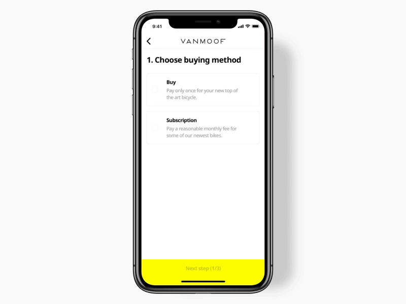 🚲 Bicycle Configurator app design gif ios iphone principle sketch ui ux