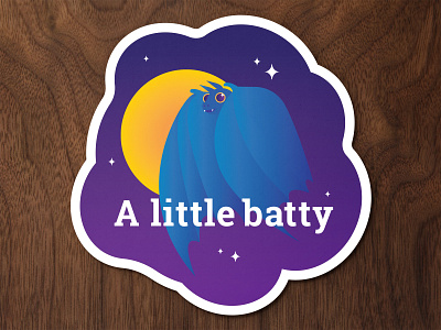 A little batty bat batty crazy fun halloween illustration moon night october sticker mule