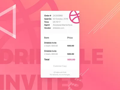 4 Dribbble Invites 🏀 dribbble free freebie giveaway invitation invite invite giveaway player prospect receipt ticket