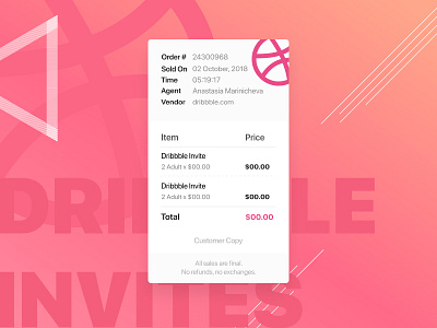 4 Dribbble Invites 🏀 dribbble free freebie giveaway invitation invite invite giveaway player prospect receipt ticket