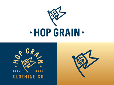 Hop Grain Clothing Co Branding badge beer brand brand identity branding brewery clean craft beer flag identity illustration logo logo design logo mark logotype typography