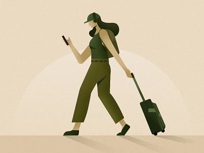 Travel Girl girl illustration phone suitcase travel trips vector