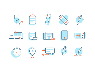 Care Center Icons v1 ambulance center icons illustration medical physician stethoscope vaccine