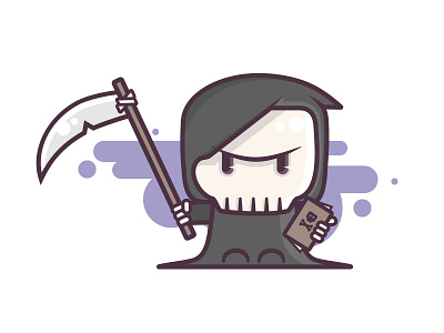 Grim 2d cute death flat grim reaper halloween illustration scythe skull vector