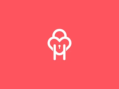''Heart + Lock + H'' Monogram branding design flat h h heart heart heart beat icon lock logo love monogram typography ui ux vector