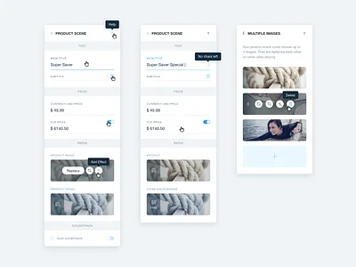 Settings Panel construction website edit gallery panel settings sidebar tooltip ui