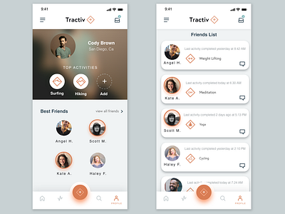 Contacts List active adobexd adobexduikit contacts design friends ui uikit ux