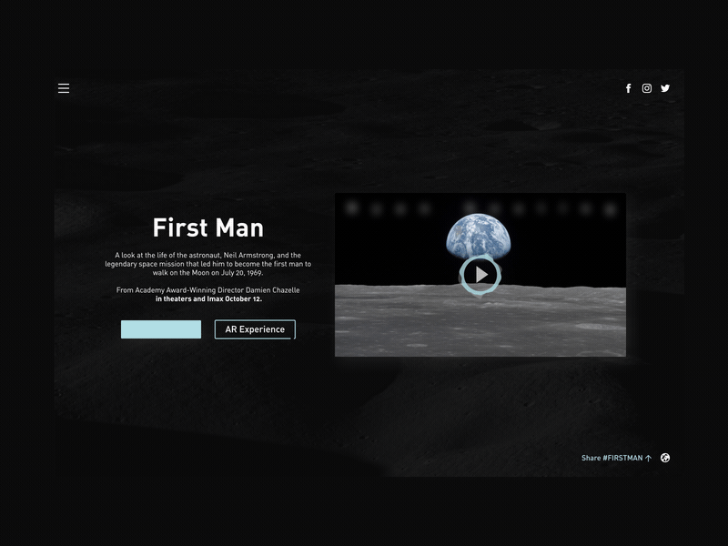 First Man Movie Website Redesign adobe after effects animation first man motion motion beast motion design school movie redesign ui web site design