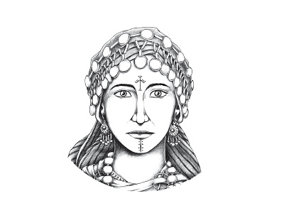 Berber Woman berber drawing illustration ink drawing portrait illustration tattoo traditional art woman illustration