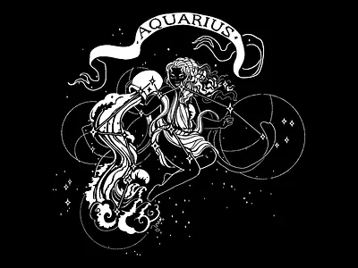 Inktober Day 10 - Flowing aquarius art cintiq constellation digital flowing illustration inktober inktober2018 witchy zodiac