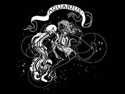 Inktober Day 10 - Flowing aquarius art cintiq constellation digital flowing illustration inktober inktober2018 witchy zodiac