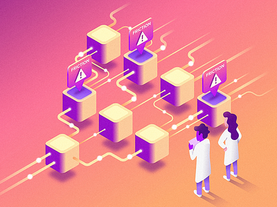 Friction Monitoring Diagram gradient illustration isometric path science scientist tech technology