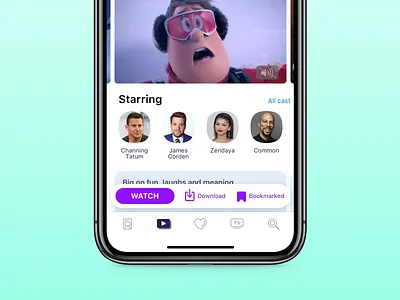 Movie screen with new block of buttons 2 app cinema ios mobile movie movies ui ux