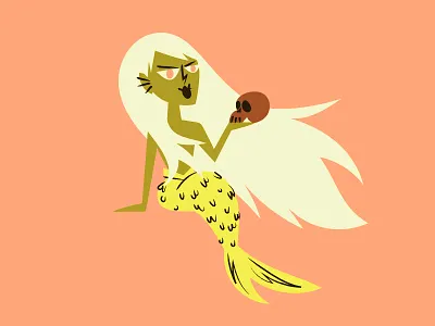 Mermaid ai day 10 halloween illustration inktober monster