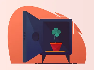 Safe With Clover clover illustration pot safe vector