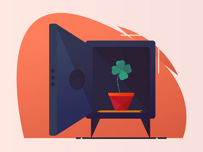 Safe With Clover clover illustration pot safe vector