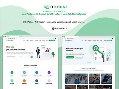 TheHunt - Job Portal and Job Directory Website Template candidates career employment hire job job board job directory job listing job portal job postings jobs recruiters recruiting recruitment resume