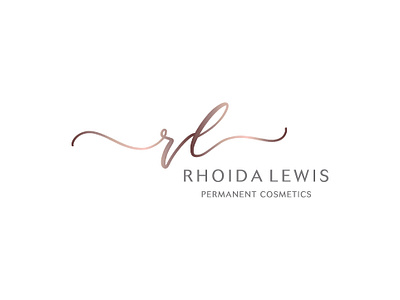 Rhoida Lewis Rebrand book branding design freelance logo metallic rebrand rose gold typography