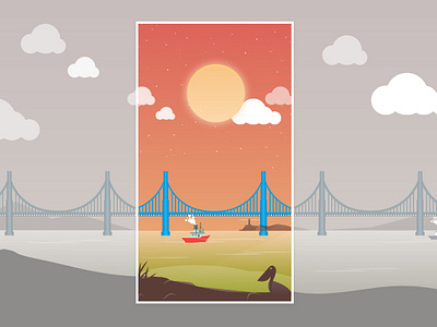 Framed evening app colors design dribbleshot evening flat frame graphic illustration mood mpandaarts mpandaphotos orange shipping ui vector xd